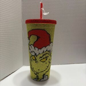 Dr Seuss The Grinch Rhinestone Tumbler Green Red White Ho Ho Ho Grinch Hand NWT